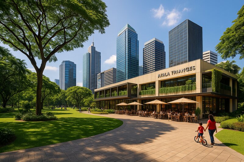 The Shops Ayala Triangle with modern architecture and outdoor seating