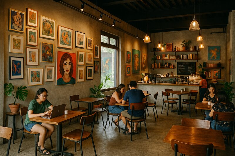 Bookstore-like ambiance in Maginhawa cafe