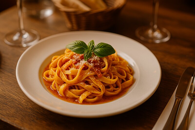Authentic Italian pasta dish with fresh ingredients at a Manila restaurant