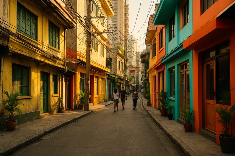 Colorful street scene in Poblacion, Makati