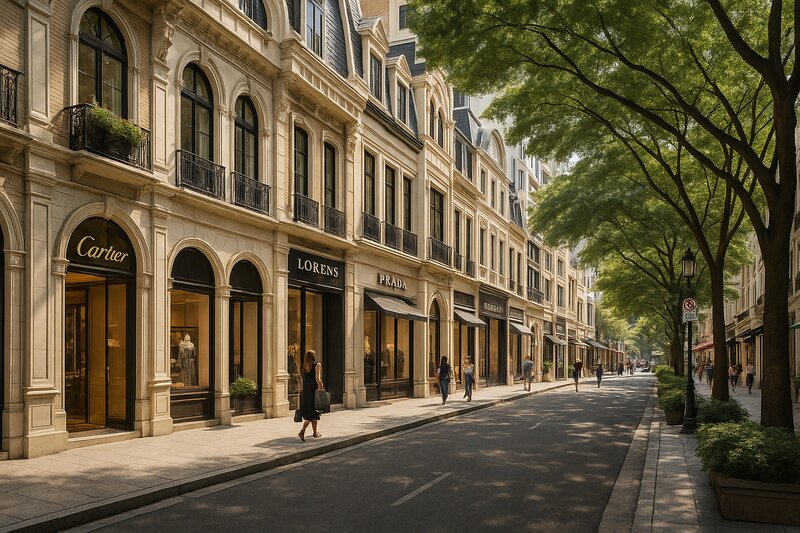 Boutique shops and high-end stores along Salcedo streets