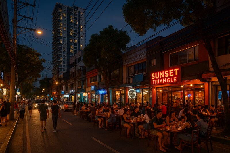 Street scene with venue activity
